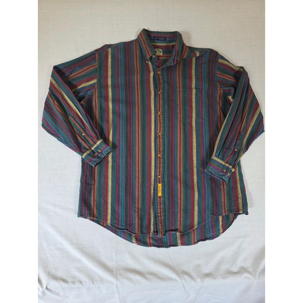 B.D. Baggies Button Down Shirt Striped Cotton XL Multi-Color Vintage 90s Grunge